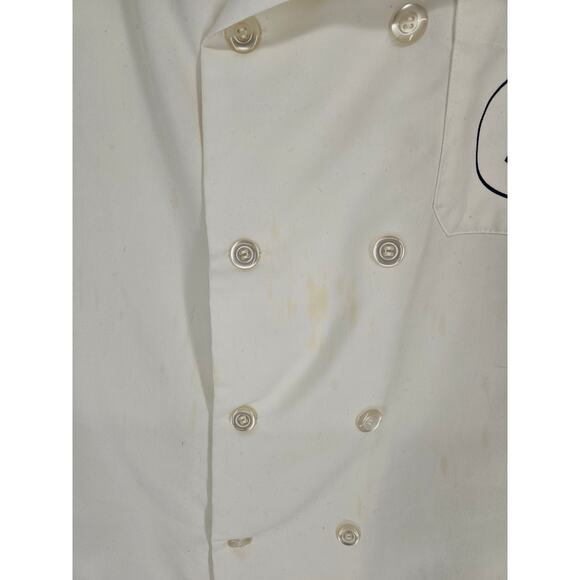 Wrangler Men's White Polyester Blend Durable Double Breasted Chef Coat Size 38 - Picture 2 of 5